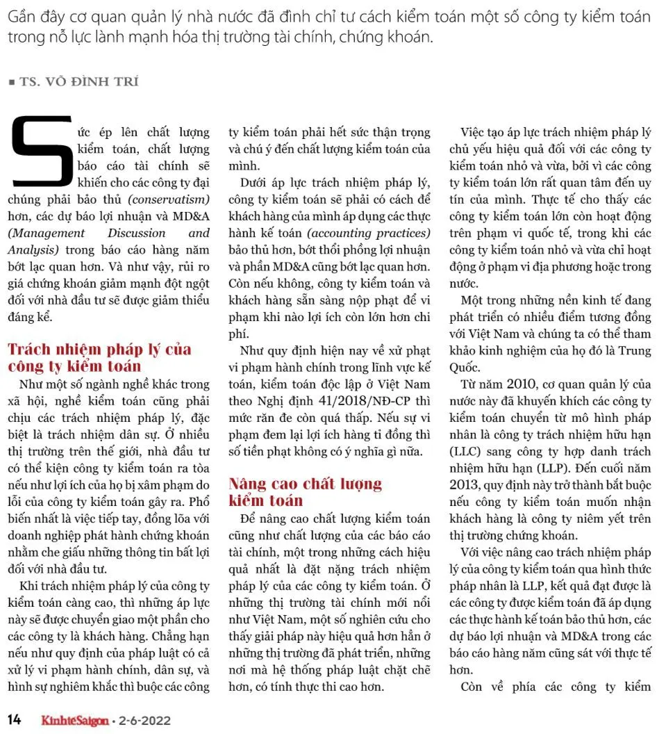 Các yêu tố ảnh hưởng đến chất lượng kiểm toán