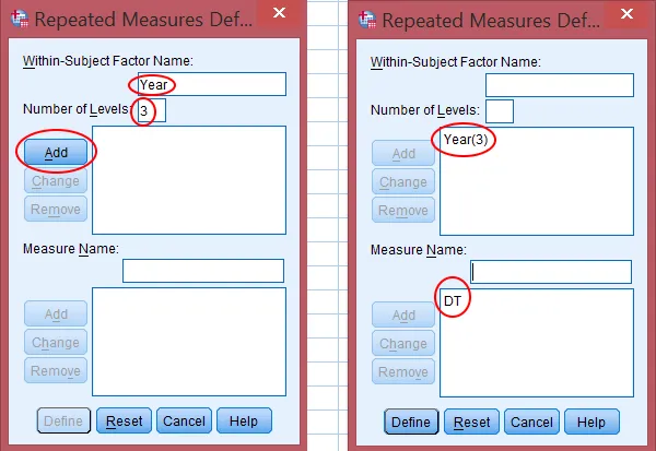 Cách đặt tên biến phân nhóm và số mức trong phân tích ANOVA lặp lại Thiết lập cấu trúc Within-Subject Factor trong ANOVA đo lường lặp lại