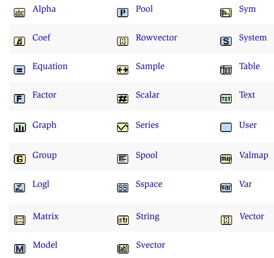 Các đối tượng trong EViews