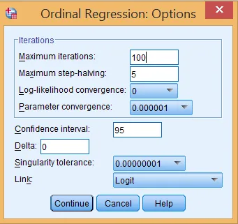 Thiết lập Link Function Logit trong Options