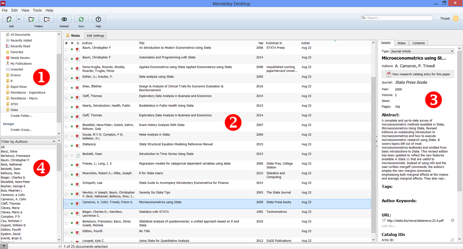 Cửa sổ giao diện của Mendeley Cửa sổ giao diện của Mendeley