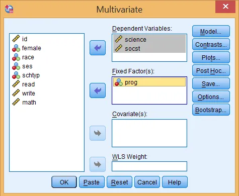 Thiết lập biến trong MANOVA - One-way MANOVA