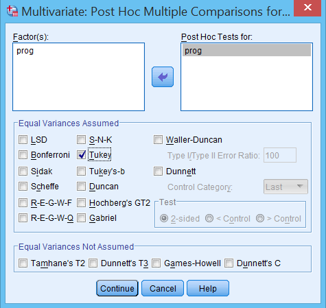 Thiết lập Post-Hoc trong MANOVA - One-way MANOVA
