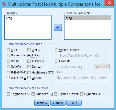 Thiết lập Post-Hoc trong MANOVA - One-way MANOVA