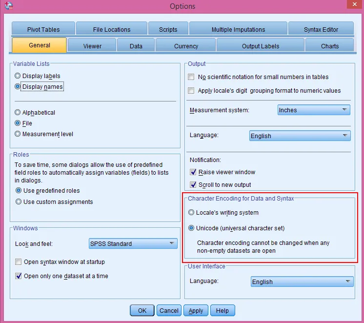 Cấu hình hiển thị tiếng Việt trong SPSS thông qua Unicode settings