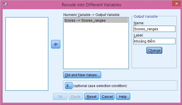 Thiết lập tên biến cho mã hóa khoảng giá trị