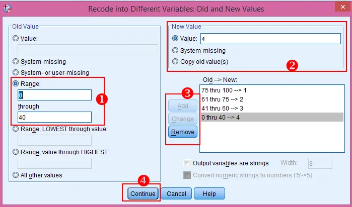 Cửa sổ thiết lập quy tắc mã hóa theo khoảng giá trị