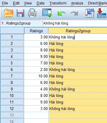 Kết quả mã hóa thành hai nhóm phân loại
