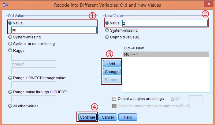 Cửa sổ thiết lập quy tắc mã hóa Old and New Values