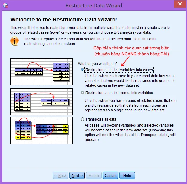 Chuyển bảng ngang thành bảng dọc - Restructure wide to long